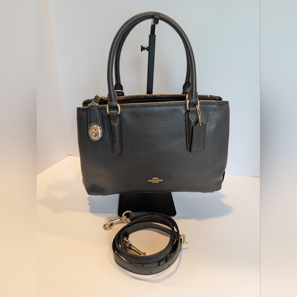 Coach Charcoal Brooklyn Carryall 28 Leather Satchel with Gold Accents NWT 56839